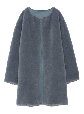 清日本19年SNIDEL气质羊羔绒仿麂皮两面穿直筒大衣SWFC195023