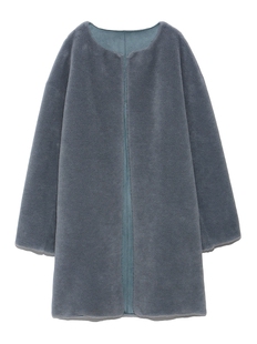 清日本19年SNIDEL气质羊羔绒仿麂皮两面穿直筒大衣SWFC195023