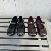 女平底浅口单鞋 法式 复古风一字扣玛丽珍鞋 软底百搭不累脚仙女风潮