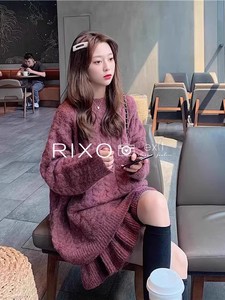 RIXO EXIT法式慵懒风宽松温柔毛衣女小众加厚针织上衣短裙两件套
