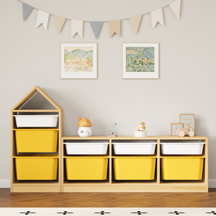 儿童玩具收纳架客厅落地实木多层置物架宝宝玩具收纳大容量整理柜