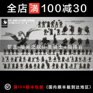 暗黑之奴圣骑士+指挥官 混沌恐虐 中古战争锤神棋子桌游模型