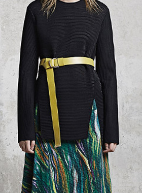 玛丝红色黑白条纹黄色白色牛皮打结腰带百搭连衣裙子休闲打结皮带