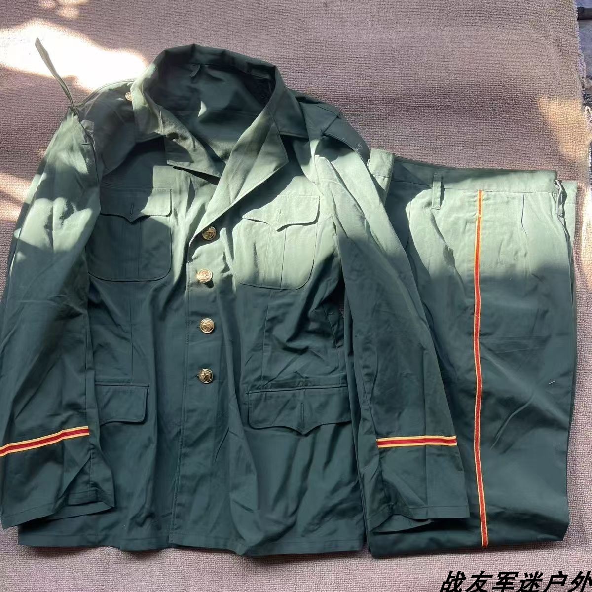 库存老货87夏季橄榄绿西装套装