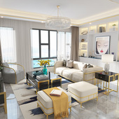 港实木新款 轻奢真皮沙发别墅会所成套家具客厅休闲皮沙发组合 意式