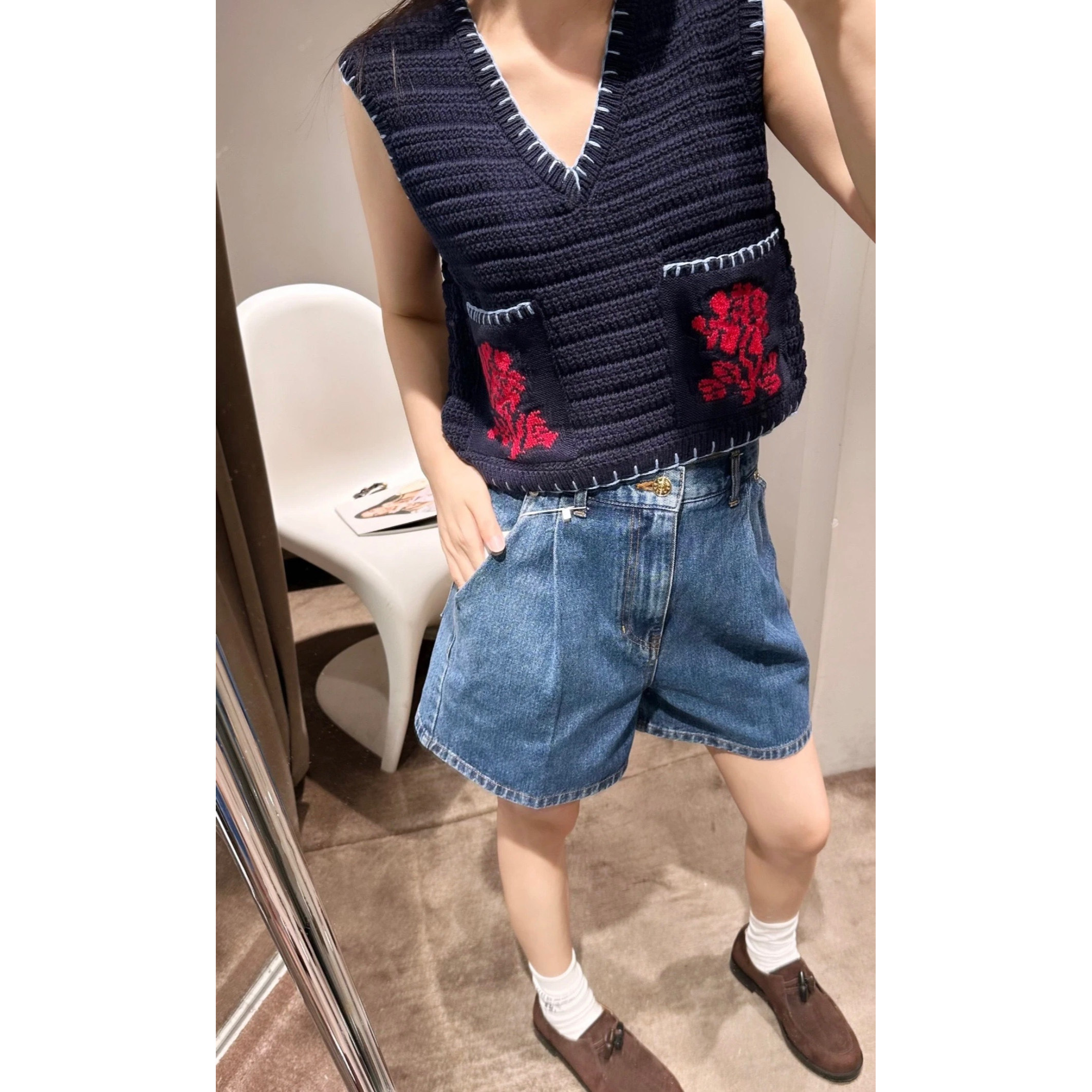 针织提花背心百搭甜美无袖上衣女
