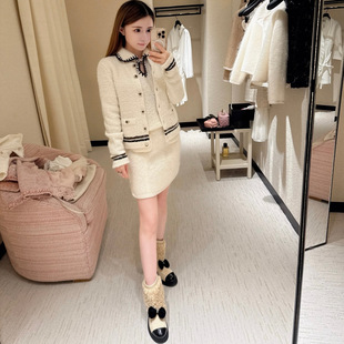 女圆领单排扣毛衣慵懒气质外套 秋冬小香风针织开衫 Trendy Bazaar