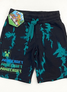 外贸男童短裤 我的世界苦力怕卡通中大童夏季毛线圈休闲裤