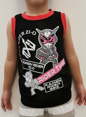日单儿童超人T恤 外贸日系男童夏季背心卡通假面骑士无袖衣