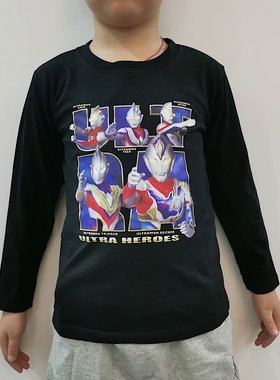 日单奥特曼儿童T恤 外贸日系男童秋季动漫超人长袖休闲上衣打底衫