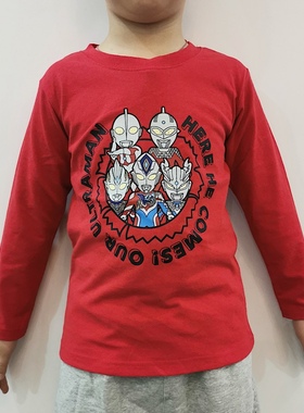 日单奥特曼儿童T恤 外贸日系男童秋季动漫超人长袖休闲上衣打底衫