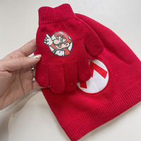 Export original order children's hats, cartoon Mario winter warm knitted hats and gloves for boys thumbnail 7