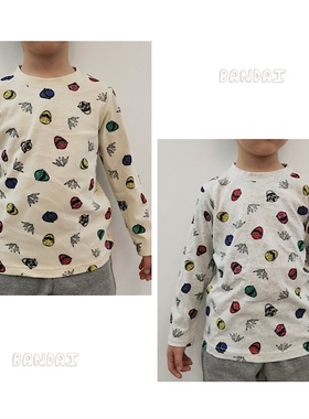 日单儿童长袖T恤 外贸男童春季卡通超级战队超人满印纯棉打底衫