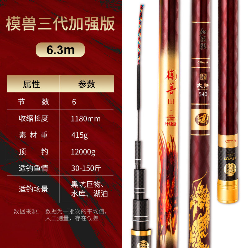 杰结精工模兽三代大物竿巨物鱼竿青鲟钓鱼竿28调巨物大物鱼竿手杆