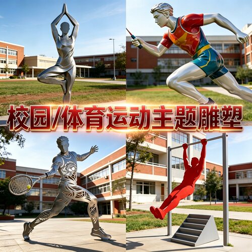 校园户外不锈钢体育运动人物雕塑