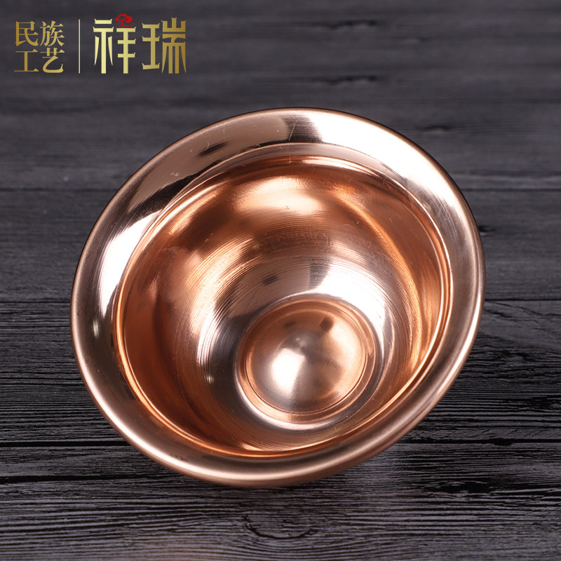 紫铜红铜供水杯铜皮净水碗/藏传藏式民族风圣水杯供杯供水碗/祥瑞