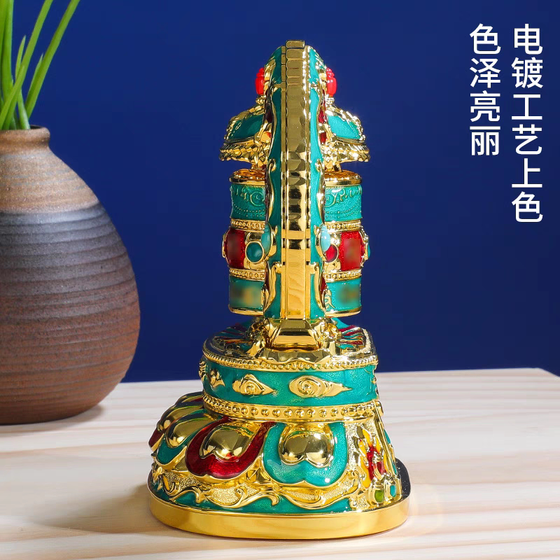 德田太阳能车载转轮汽车转筒摆件福运轮高档车内品车载装饰轻奢品