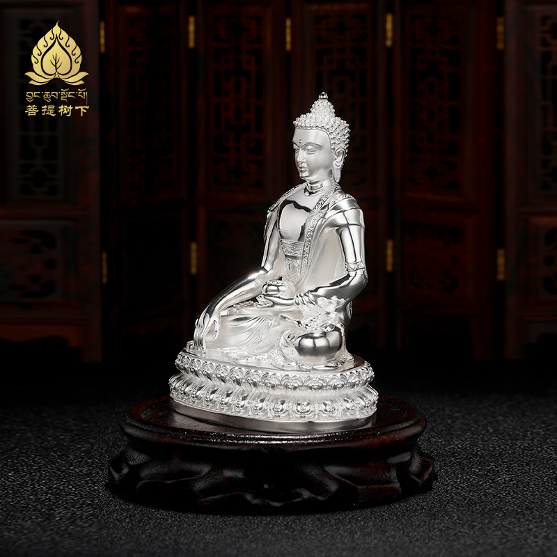 纯银释迦摩尼佛像摆件10.5cms999足银摆件居家供奉释迦牟尼4寸