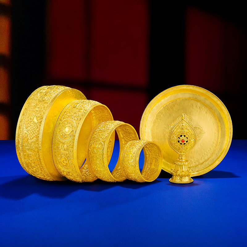 曼扎盘整套S990银镀金手工三十七堆供修曼茶罗全套大号曼扎15cm