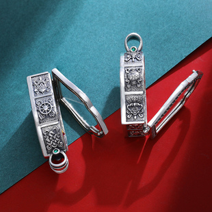 S925纯银精工黄财神嘎乌吊坠文殊嘎乌盒子大威德小佛像银项链挂坠