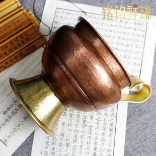 黄红铜香炉烛台 带手柄两用供佛前家用节庆蜡烛底座佛堂室内用品