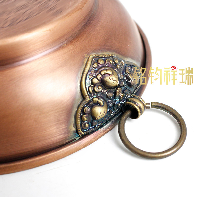 圆形烟供盘/紫铜红铜烟供盘火供盘碟子/藏传藏式西藏民族风摆件