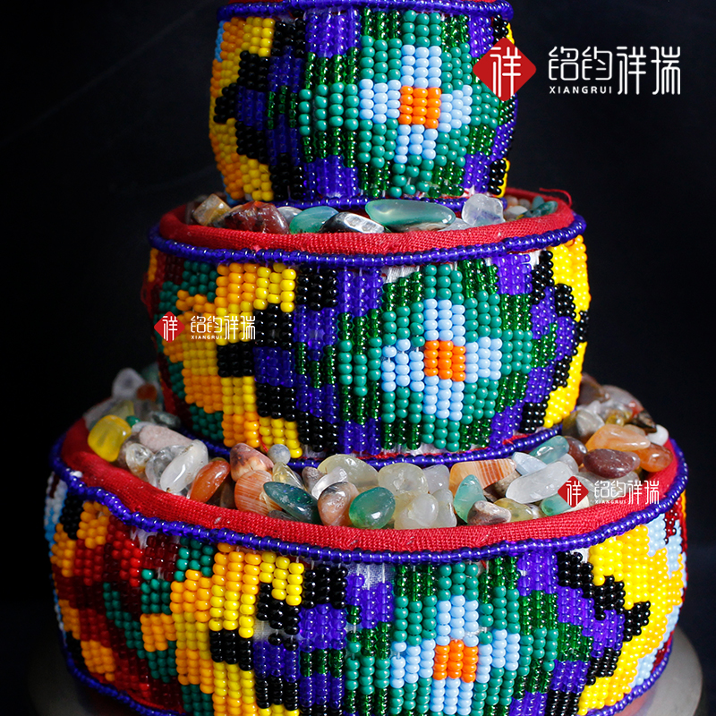 尼泊尔青铜曼扎盘民族风修曼达盘藏传全手工穿珠子光面送曼扎布