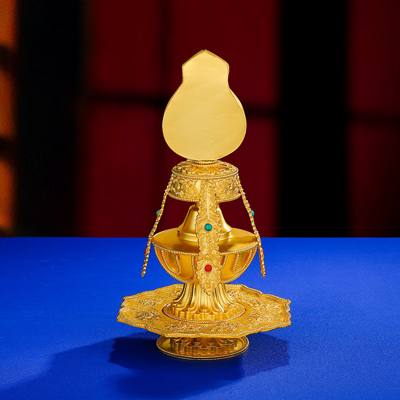 无量寿宝瓶S990纯银镀金手工宝瓶居家摆件供具无量寿宝瓶22cm