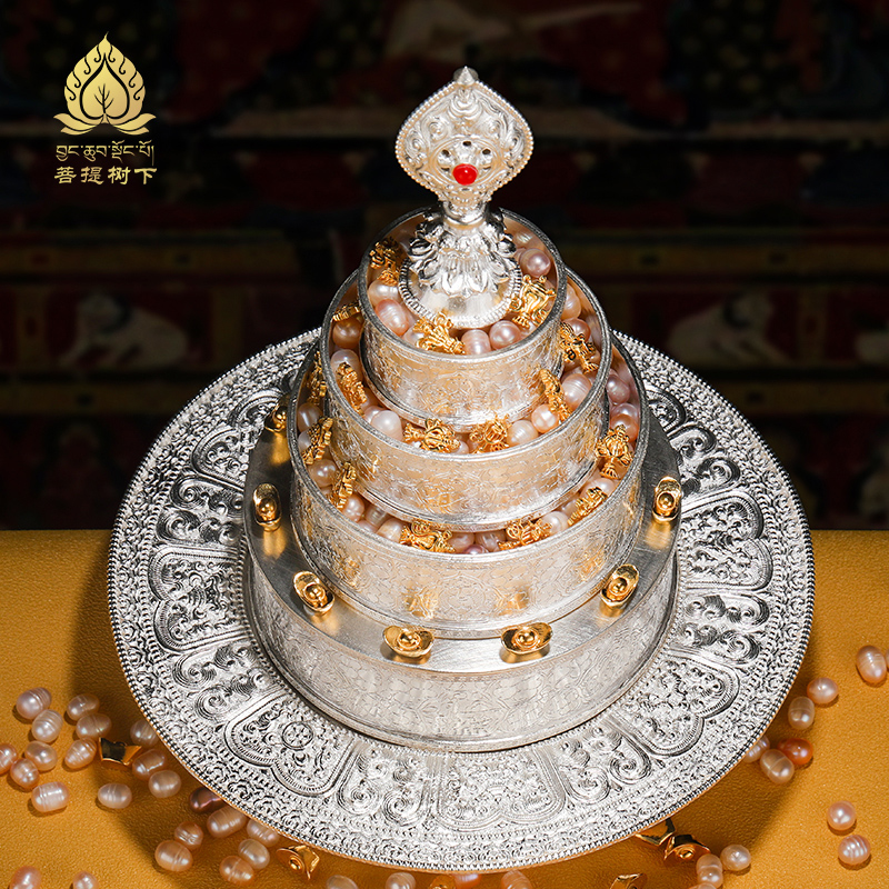 S990纯银曼扎盘全手工供修曼茶罗含托盘全套纯手工银曼扎小号10cm