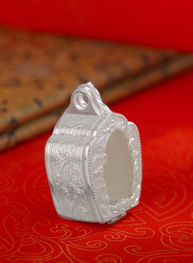 s925纯银嘎乌盒子项坠藏式民族风吉祥卷草嘎乌盒可打开装物件挂坠
