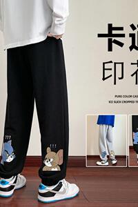 KB11P45新款运动休闲美式卫裤男宽松cityboy动漫卡通印花长裤图片