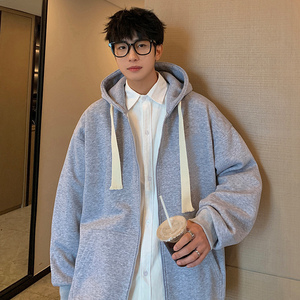 H175加绒FP65秋冬新款oversize60%棉加厚加绒连帽开衫卫衣外套男图片