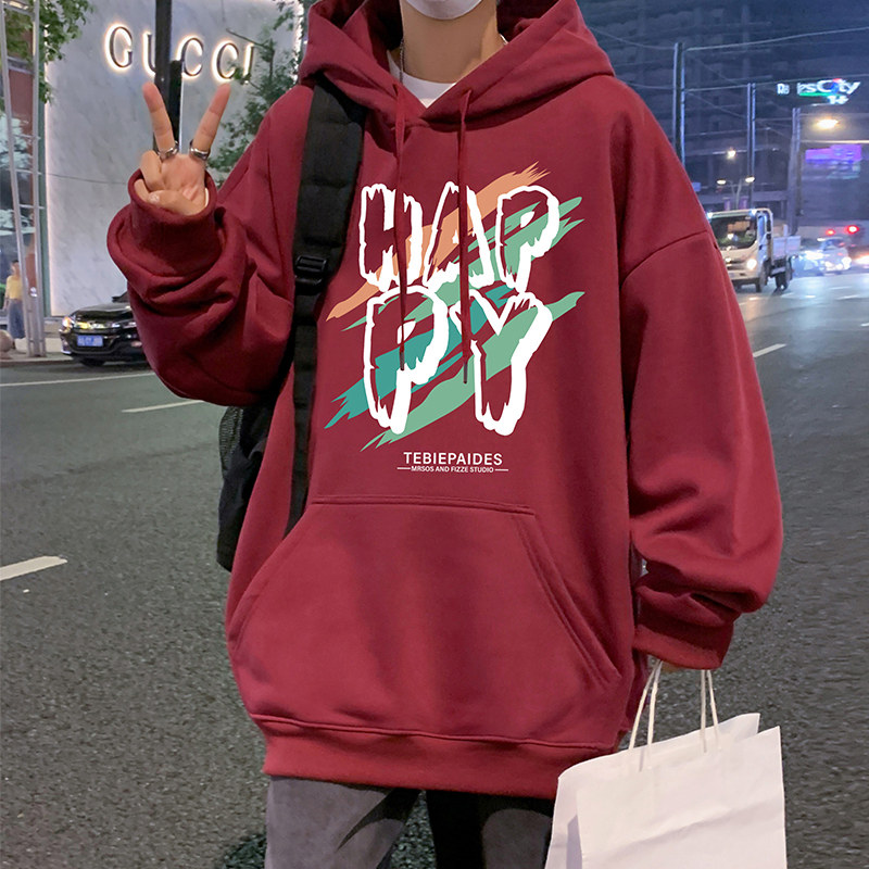 CM067FP60新款连帽卫衣重磅纯棉宽松休闲帽衫字母港风休闲上衣服,男装卫衣,星座304A