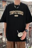 T655FP32新款字母立体发泡印花重磅半袖青少年宽松体恤休闲，男装T恤，星座304A