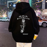 CM02FP60新款港风纯棉玫瑰花情侣卫衣连帽宽松休闲帽衫外套，男装卫衣，星座304A