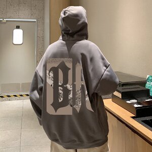 M003DP60加绒65新款100%全棉连帽卫衣男重磅宽松INS情侣外套图片