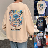 W336FP35加绒45新款卫衣男长袖t恤套头情侣外套休闲宽松上衣服，男装卫衣，星座304A