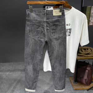 新品弹力小脚牛仔裤休闲裤灰色纯色款挂拍图XZ304B-2-KA620P65图片