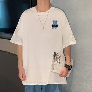 XZ304A-ST585AP25新款夏季短袖T恤男ins潮牌小熊印花潮潮流图片