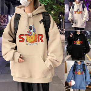 M010加绒C新品卡通印花连帽卫衣男外套潮流套头帽衫上衣图片