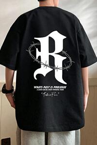 T687FP26新款短袖T恤男宽松大字母半袖纯棉休闲体恤上衣服图片