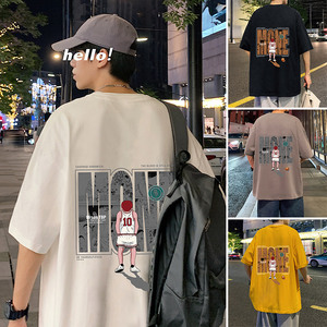 T690CP26夏季短袖T恤男宽松半袖男装动漫卡通印花体恤上衣图片
