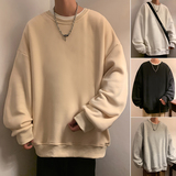 CW300FP32加绒42新品圆领卫衣宽松大码休闲纯色内搭长袖情侣上衣，男装卫衣，星座304A