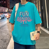 T676FP26新款潮流宽松短袖t恤男纯棉休闲打底衫情侣高街上衣，男装T恤，星座304A