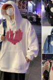 M006加绒DP65新款全棉复合面料重磅爱心连帽卫衣加绒情侣外套INS，男装卫衣，星座304A