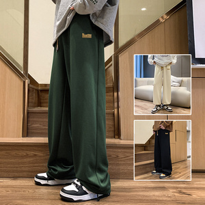 D新品美式复古直筒卫裤男宽松阔腿拖地运动裤小众图片