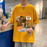 XZ304A-ST553BP25新款T恤男夏季ins潮打底衫港风复古人物潮流，男装T恤，星座304A