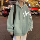 重磅开衫卫衣男士春秋季酒红色潮牌大码青少年连帽衫宽松休闲外套，男装卫衣，星座304A