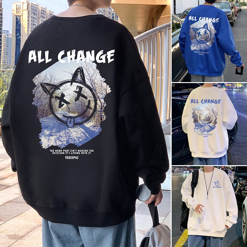 W382加绒C新品加绒加厚男士卫潮流圆领外套,男装卫衣,星座304A