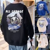 W382加绒C新品加绒加厚男士卫潮流圆领外套，男装卫衣，星座304A